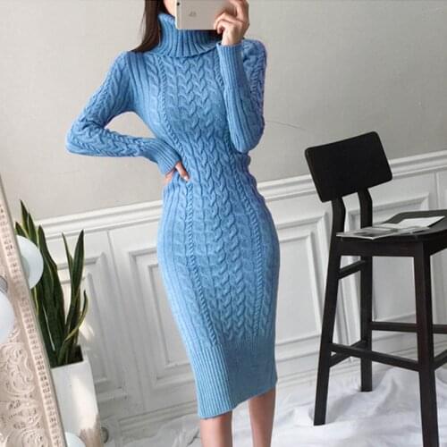 ZAWFL 2020 New Autumn Winter Sweater Dress Women Sexy Slim Bodycon Dress Female Turtleneck Long Sleeve Knitted Dress Vestidos
