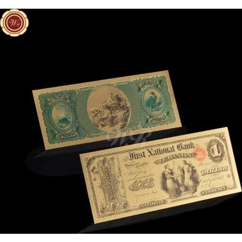 Gold Banknote 1875 Year Gold Banknote US$1 Gold Colorful Banknote Pure Gold Foil Bill One for Collection and Business Gift