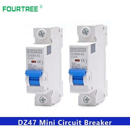1 Pole 230V~ CType Mini Circuit Breaker Cutout Miniature Household Air Switch Mcb Mounting 18mm Din Rail Breaking Capacity 6KA