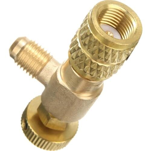 1pc Charging Hose Flow Control Valve Adapter 1/4" SAE Male to 5/16" SAE Famale Mayitr R410A Air Conditioning Refrigerant Valves