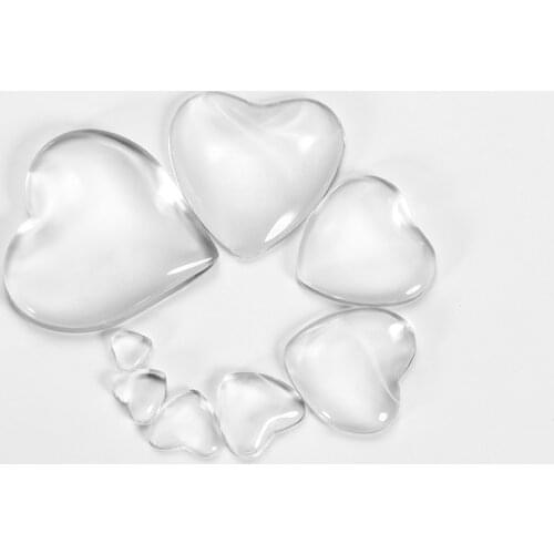 10-50pcs 6-30 mm Heart Shape Flat Back Glass Cabochon Transparent Clear Crystal Cabochon Cameo For Diy Jewelry Making Supplies