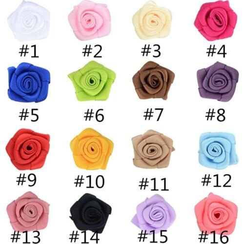 100 pcs/lot, 2 cm small hand fold ribbon rose flower head flower cute holding flower head flat flower hair fashion accessories