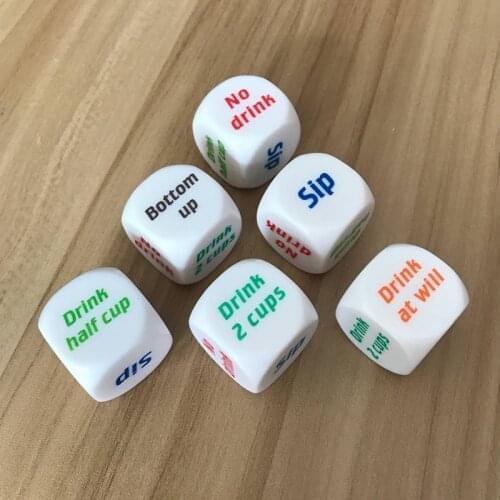 20/50/100 Pcs/Lot 25mm Dice Acrylic Rounded Corners Hexahedron Colour English Font Originality English Drinkers Wager Game Dice
