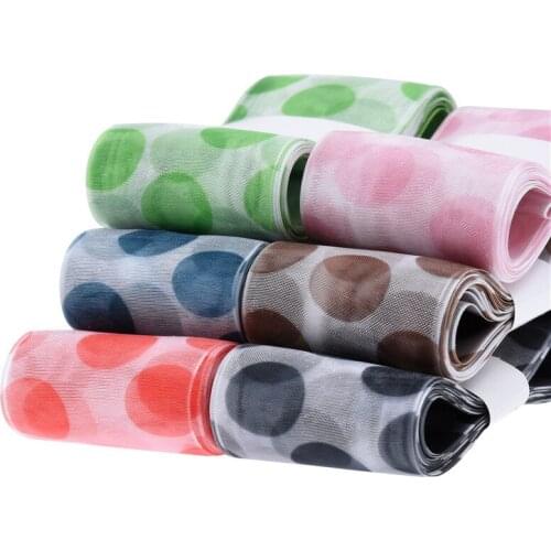 5 yards 4cm Big Dot Printed Transparent Chiffon Gauze Ribbon for Diy Hairpin Material Gift Packaging Clothing Accessories