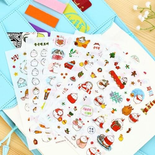 6Pcs Cute Rabbit Cartoon Animals Sticker Pvc Cartoon Stickers Diary Sticker Scrapbook Decoration Stationery Stickers