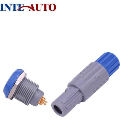 9 pins 1P series push pull circular plastic male female medical electrical connectors soldering wire plug receptacle two key