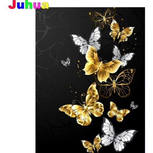 Golden Butterfly 5D DIY Diamond Painting full drill animal Diamond Embroidery mosaic diamond Stitch wall Decor nordic art