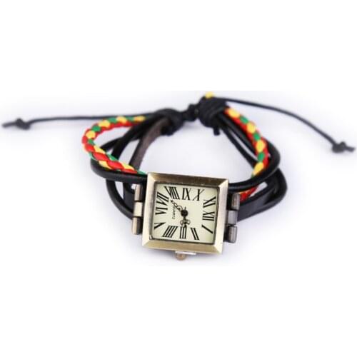 New Style Women Wristwatch Quartz Watch Hand Strap Cow Long Leather Vintage Female Roma Women Dress Watch Square Black Gifts