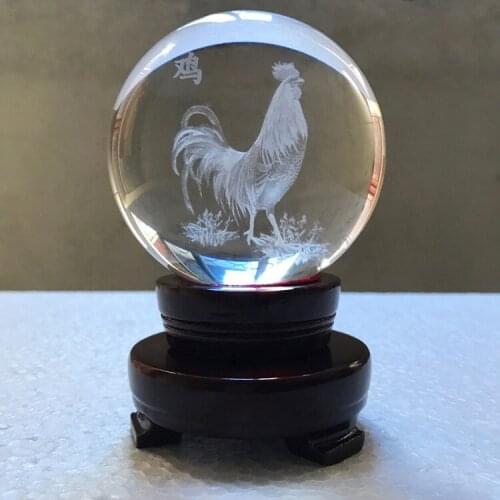 GOOD ART # efficacious HOME OFFICE Lucky FENG SHUI Talisman- 3D Cock rooster Crystal ball statue -- 10 CM