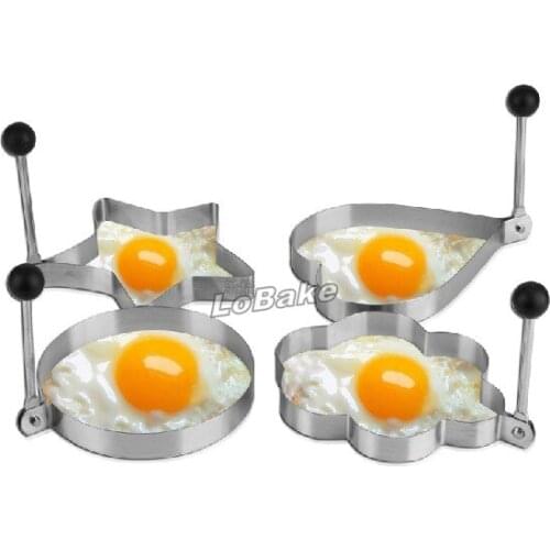 Fine 4pieces/set stainless steel heart/round/star/flower shapes egg tool fried egg forms fried cooker egg maker frying mold