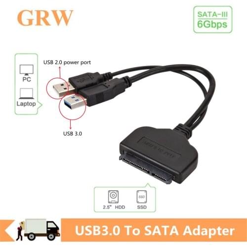Grwibeou Usb Sata Cable Sata 3 To USB 3.0 Adapter Computer Cables Connectors USB Sata Adapter Cable Support 2.5 Inches SSD HDD
