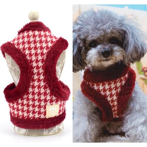 Winter Warm Dog Cat Harness Set Dog Leash Thick Faux Fur Soft Dog Harness Vest Teddy Poodle Small Dog arnes perro S M L