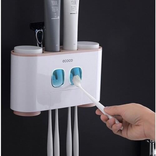 Magnetic Toothbrush Holder With 2 Toothpaste Squeezer Wall-mounted Toothpaste Dispenser For Restroom Home Bathroom Accessories