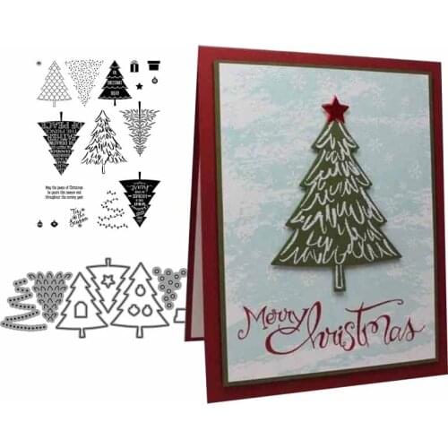 Christmas Trees Metal Cutting Dies and Rubber Stamps for Scrapbooking Stencil DIY Album Make Template Decor Model Craft Sheet