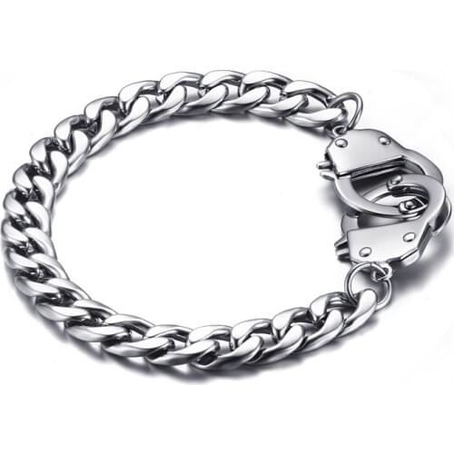 Handcuff Bracelet for Men Stainless Steel Chain Bracelet High Quality Promise Jewelry