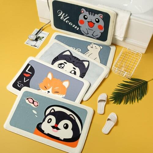Anti-slip Door Mat Bathroom Door Entrance Mat Bath Rug Bathroom Mat Toilet Absorbent Mat Cartoon Animal Door Mat Cute Soft Mat