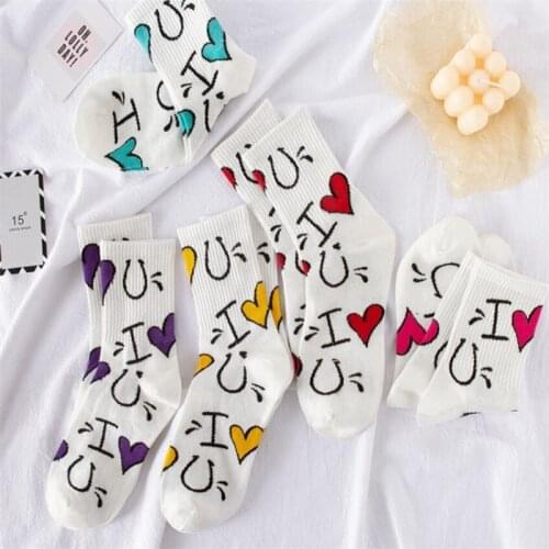 5 Pairs Womens Cotton Socks Street Style happy Sock Ladies And Woman Fashion Cute Heart Casual Funny Sock