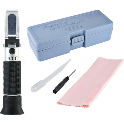 New Hand Held Brix Refractometer For Sugar Beer Brix Test Optical 0-32% Brix ATC Fruit Sugar Meter Saccharimeter with box