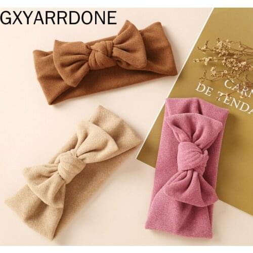 Wholesale Cashmere Bows Baby Headband Soft Infant Turban Cute Bowknot Elastic Hair Bands For Kids Baby Girl Hair Accessories