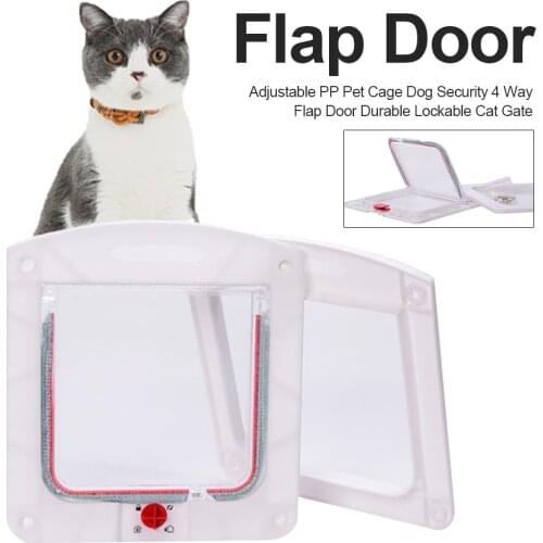 Flap Door Gate Pet Cage Out Of Durable 4 Way Adjustable Animals Dog Security Lockable Cat Protective PP