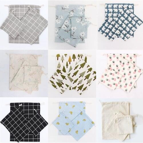 Linen Cotton Gifts Bag 14x16 19x24 25x32cm Christmas Drawstring Bags Sacks For Biscuits Birthday Candy Cake Packing Package