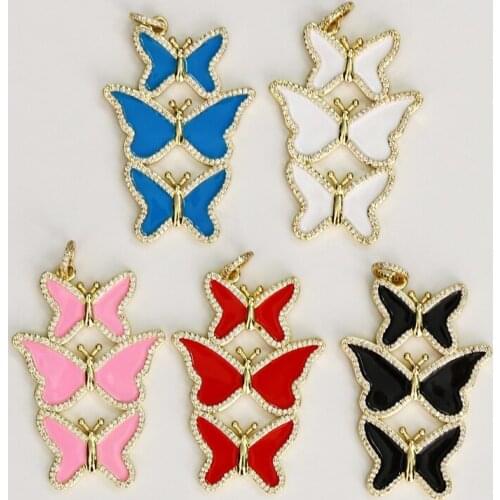 5 Pcs Enamel Butterfly Pendant Enamel Layer Butterfly Jewelry Charms Jewelry Pendant Accessories Necklace Pendant 51806