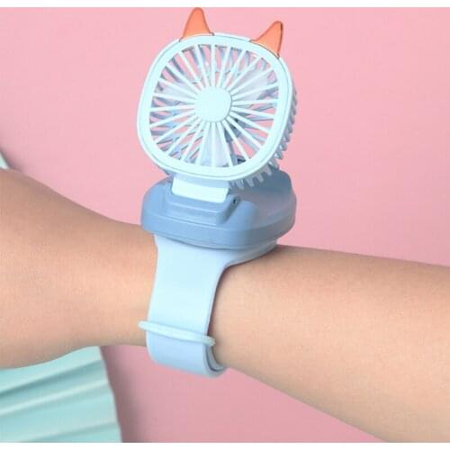 Portable Personal Mini Watch Fan Handheld Ultra-Quiet Third Gear Speed Electric Air Cooler USB Rechargeable Folding Fan