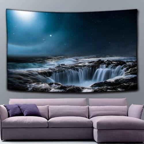 Natural Water Spray Waterfall 3D Printing Tapestry Wall Home Decoration Wall Background Cloth
