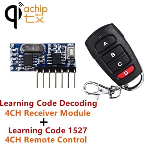 QIACHIP 433 Mhz Remote Control & 433.92Mhz Wireless Receiver Learning Code 1527 Decoding Module 4CH output With Learning Button