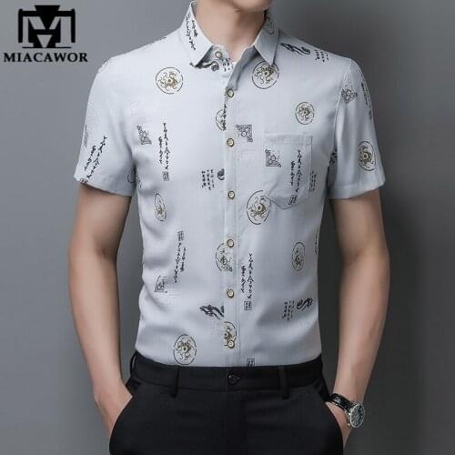 New Fashion Shirt Men Chinese Dragon Cotton Linen Summer Short Sleeve Casual Shirts Slim Fit Camisa Masculina Men Clothing C775