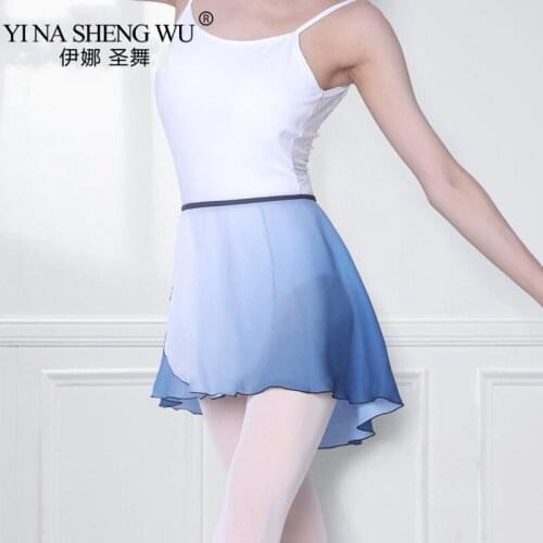 New High Quality Adult Thin Chiffon Ballet Dance Skirt Women Girls Gymnastics Skate Wrap Skirt Gradient Color Short Dancewear