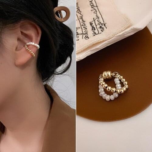Women Hoop Earrings Trend Woman Ear Clip Pendant Fine Pearl Jewelry Acceaaories Party Sweet Fake Piercing Womens Earring