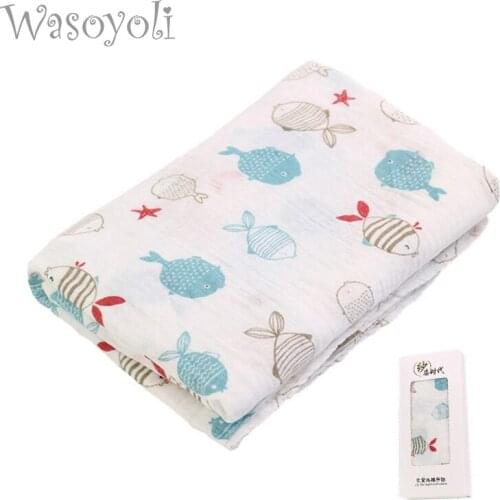 1 Piece Wasoyoli Baby Swaddles 120*120cm 2 Layers Blankets 70% Bamboo 30% Cotton Soft Bath Hold Wraps With Display Box