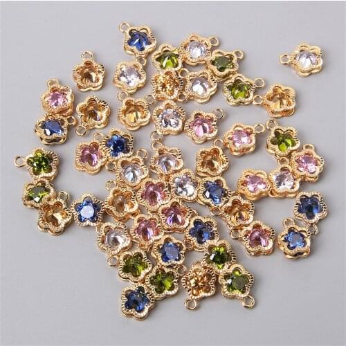 10pcs 10x13mm Flower Plum Blossom Austrian Crystal Glass Pendant Charm Necklace Earring Jewelry Diy Making Accessories Wholesale