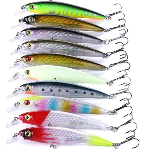 10PCS 13.4G 11CM Fishing Lure Minnow Wobblers Hard Bait Hooks Fishing Tackle Isca Artificial Bait