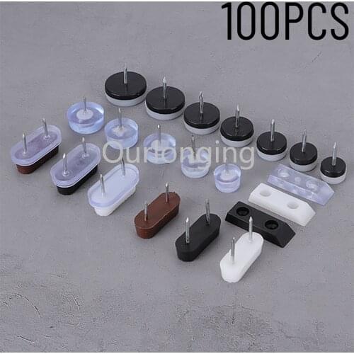 100/50PCS Furniture Feet Sliders Nails On Replacement Chair Glides with Nail for Sofa Office Table Desk Couch Cabinet TV Stands