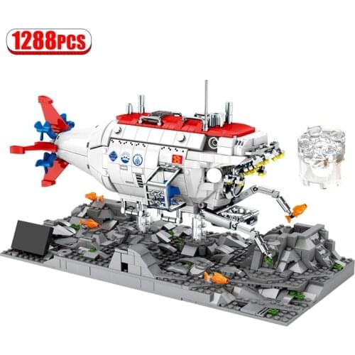 1288pcs City Technical Jiaolong Deep-sea Submarine Building Blocks Manned Missile Detector Bricks Toys For Kids Gifts