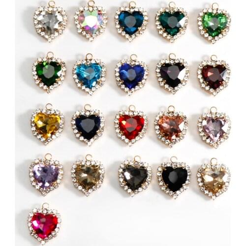 5pcInner Size 12mm Gold Heart Sew On With Colorful Glass Stone Claw Buckle Cabochon Base Cameo Setting DIY Jewelry Clothes Charm