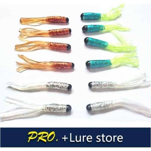 Free shipping 200pcs fishing worm baits with soft tube skirt hula lure in freshwater fishing baits ,soft plastic squid lure