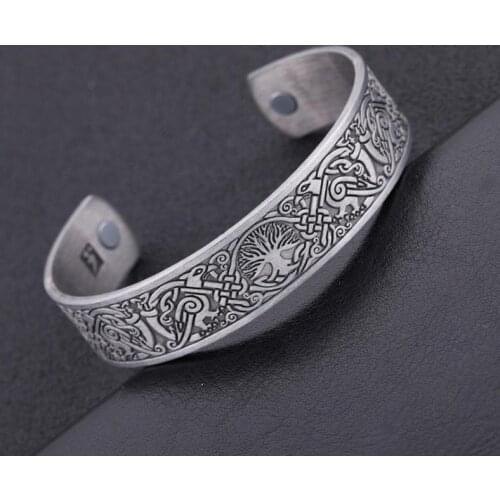Viking Bangles Endless Love Knots Tree of Life Birds Cuff Magnetic Bangle Therapy Health Bracelets for Men Jewelry