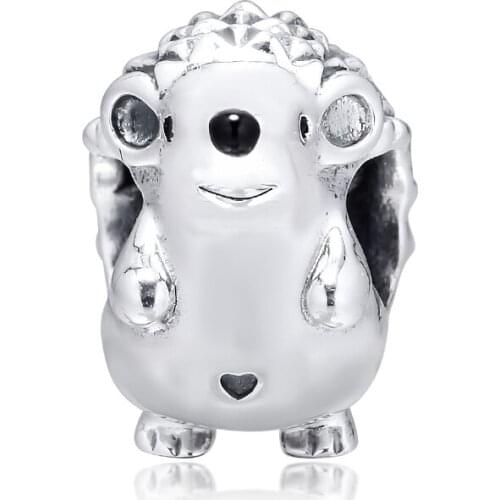 DIY Fits for Pandora Charms Bracelets Hedgehog Beads 100% 925 Sterling-Silver-Jewelry Free Shipping