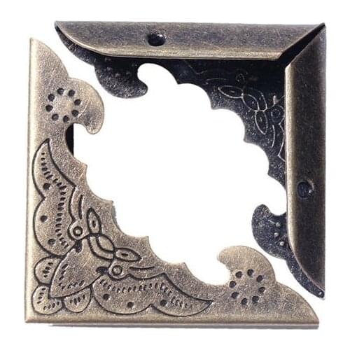 Iron Based Alloy Box Corner Protectors Book Scrapbooking Albums Menus Folders Antique Bronze Flower Carved 4cm x4cm 30PCs