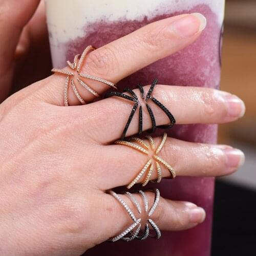 GODKI Luxury Spider Claws Rings with Zirconia Stones 2021 Women Engagement Party Jewelry High Quality