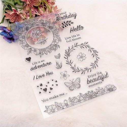 Hot Sale Butterfly Wreath Transparent Clear Stamps / Silicone Seals Roller Stamp For DIY Scrapbooking Photo Album/Card Making