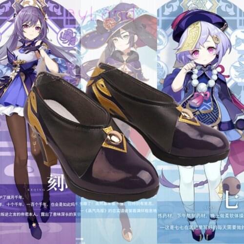 Hot Game Genshin Impact Keqing Cosplay Boots High Heel Shoes Leather Shoes Comic-Con Cosplay Accessories Halloween Party Shoes
