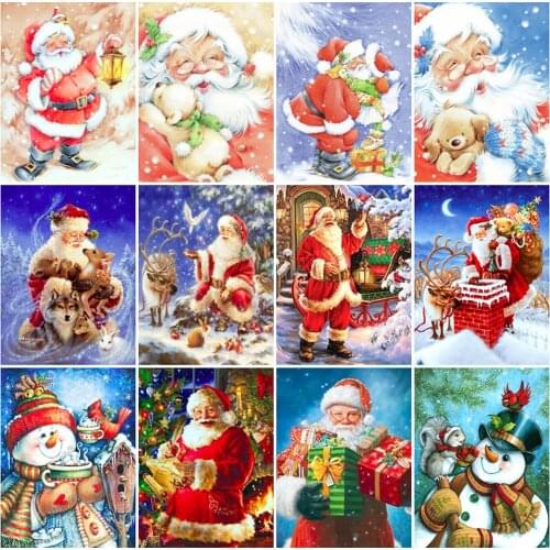 HUACAN Cartoon Diamond Painting Santa Claus Full Drill Square 5D Embroidery Cross Stitch Christmas Decoration For Home