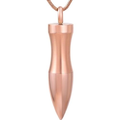 IJD9515 Stainless steel Bullet shape Ashes urn Cremation Pendant Memorial Necklace for Pet/Human Keepsake Jewelry for Men