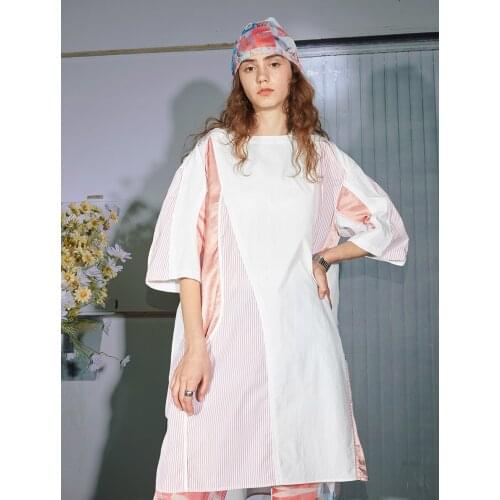IRINACH394 Spring Summer 2021 Original Design New Arrivals Stripe Patchwork Oversize Long Dress Women