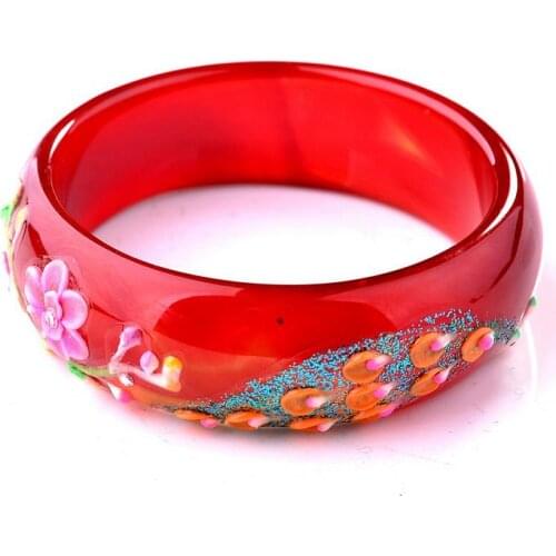 Fine Jewelry Fine Natural Bracelet Manual Painted Red Agate Bangle Hand Catenary Elegant Fashion Free Shipping