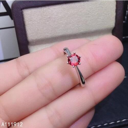 KJJEAXCMY fine jewelry natural garnet 925 sterling silver adjustable gemstone women ring support test beautiful